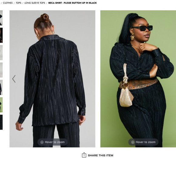 Showpo Beca Shirt - Plisse Button Up Black  - US 12 (XXL) - Picture 4 of 12